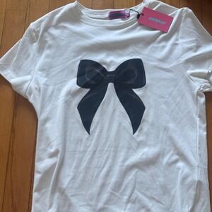 Edikted White Bow Graphic T-Shirt Kawaii Crew Neck Top NWT XL Fits Small